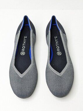 Rothy's The Flat Round Toe Slip-On Ballet Flats Grey Birdseye Womens 12